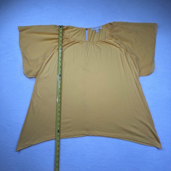 MICHAEL Michael Kors Women Flutter/Dolman Sleeve Blouse Medium Sunflower Yellow - Picture 5 of 12